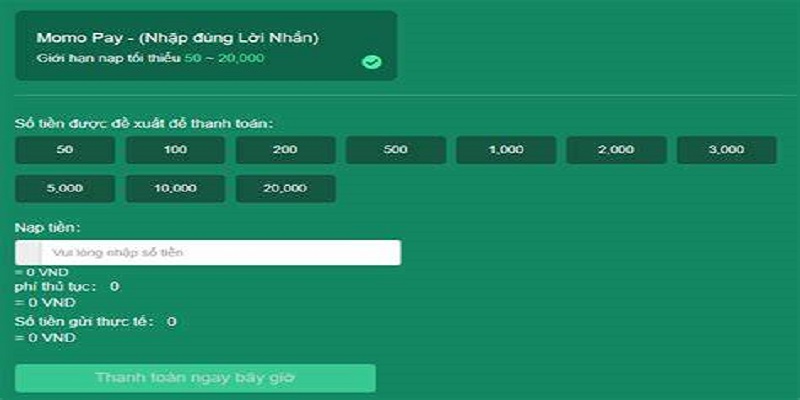 Nạp tiền đơn giản chỉ vài bước với Momo tại Cwin