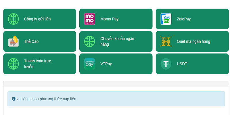 Cwin cung cấp đa dạng các phương thức thanh toán cho khách hàng